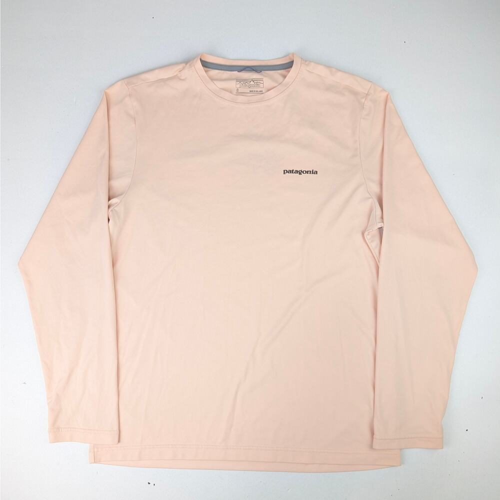 Patagonia Men's Small Capilene Long Sleeve Shirt - Light Orange/Shark